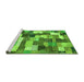 Sideview of Machine Washable Checkered Green Modern Area Rugs, wshabs3367grn