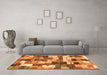 Machine Washable Checkered Orange Modern Area Rugs in a Living Room, wshabs3367org
