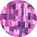 Round Checkered Purple Modern Rug, abs3367pur