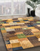 Abstract Orange Checkered Rug in Family Room, abs3367