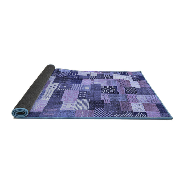 Sideview of Checkered Blue Modern Rug, abs3367blu