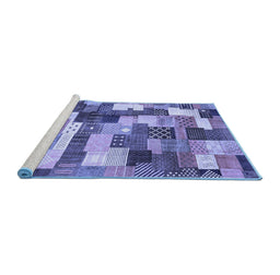Sideview of Machine Washable Checkered Blue Modern Rug, wshabs3367blu