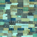 Square Machine Washable Checkered Light Blue Modern Rug, wshabs3367lblu