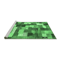 Sideview of Machine Washable Checkered Emerald Green Modern Area Rugs, wshabs3367emgrn