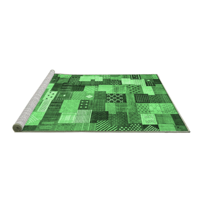 Sideview of Machine Washable Checkered Emerald Green Modern Area Rugs, wshabs3367emgrn