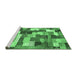 Sideview of Machine Washable Checkered Emerald Green Modern Area Rugs, wshabs3367emgrn
