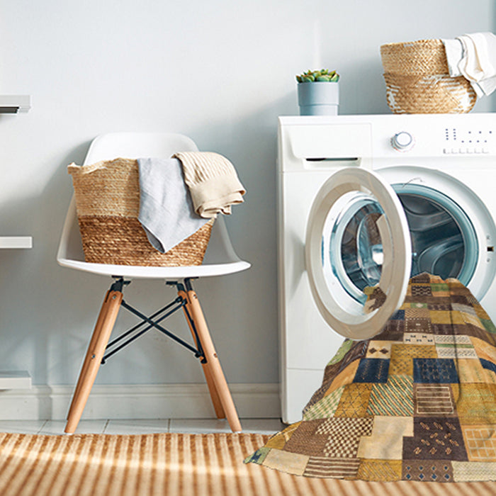 Machine Washable Abstract Orange Rug in a Washing Machine, wshabs3367