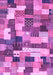Machine Washable Checkered Purple Modern Area Rugs, wshabs3367pur