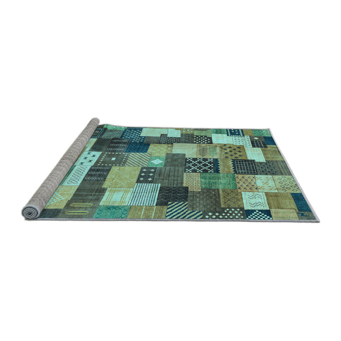 Sideview of Machine Washable Checkered Light Blue Modern Rug, wshabs3367lblu