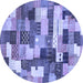 Round Checkered Blue Modern Rug, abs3367blu