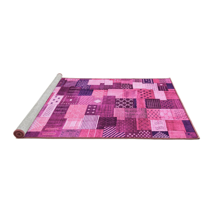 Sideview of Machine Washable Checkered Pink Modern Rug, wshabs3367pnk