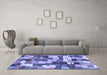 Machine Washable Checkered Blue Modern Rug in a Living Room, wshabs3367blu