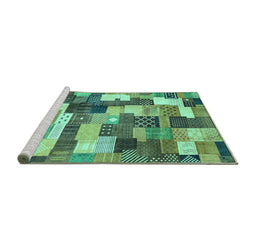Sideview of Machine Washable Checkered Turquoise Modern Area Rugs, wshabs3367turq