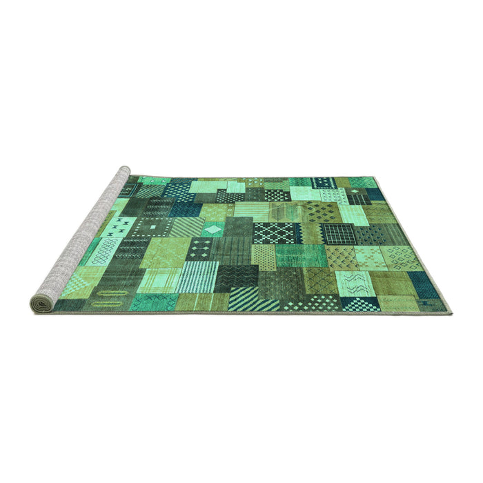 Sideview of Machine Washable Checkered Turquoise Modern Area Rugs, wshabs3367turq