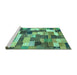 Sideview of Machine Washable Checkered Turquoise Modern Area Rugs, wshabs3367turq
