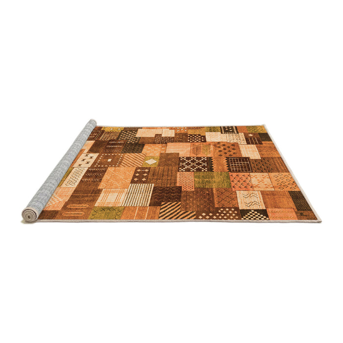 Sideview of Machine Washable Checkered Orange Modern Area Rugs, wshabs3367org