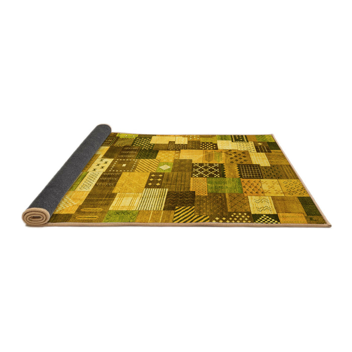 Sideview of Checkered Yellow Modern Rug, abs3367yw