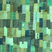 Square Machine Washable Checkered Turquoise Modern Area Rugs, wshabs3367turq