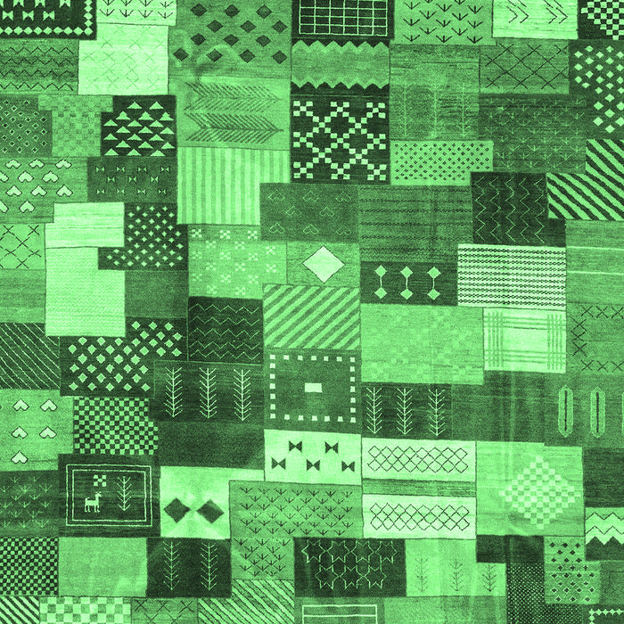 Machine Washable Checkered Emerald Green Modern Area Rugs, wshabs3367emgrn