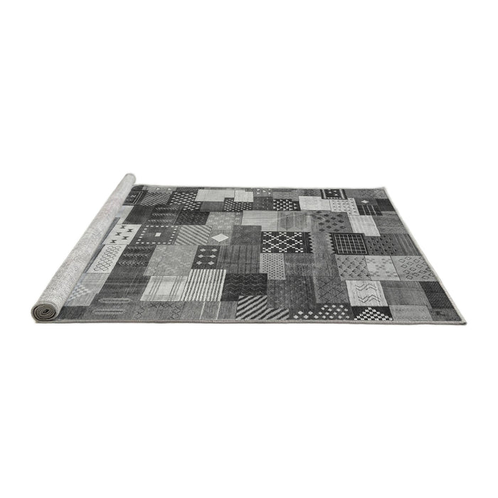 Sideview of Machine Washable Checkered Gray Modern Rug, wshabs3367gry