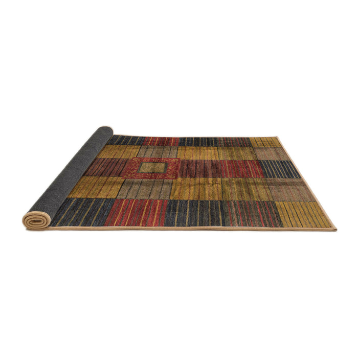 Sideview of Abstract Red Brown Checkered Rug, abs3368