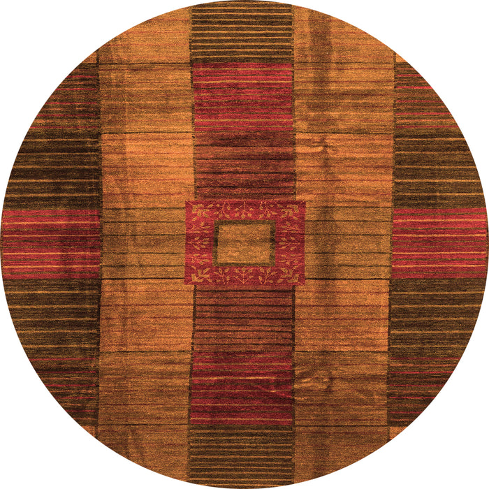 Round Checkered Orange Modern Rug, abs3368org