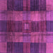 Square Machine Washable Checkered Purple Modern Area Rugs, wshabs3368pur