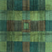 Square Checkered Turquoise Modern Rug, abs3368turq