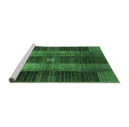 Sideview of Machine Washable Checkered Emerald Green Modern Area Rugs, wshabs3368emgrn