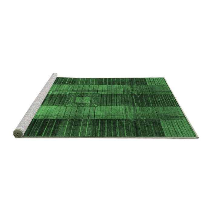 Sideview of Machine Washable Checkered Emerald Green Modern Area Rugs, wshabs3368emgrn