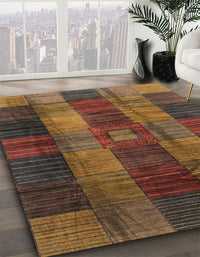 Abstract Red Brown Checkered Rug, abs3368