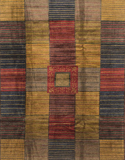Abstract Red Brown Checkered Rug, abs3368