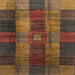 Square Machine Washable Abstract Red Brown Rug, wshabs3368