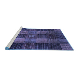 Sideview of Machine Washable Checkered Blue Modern Rug, wshabs3368blu