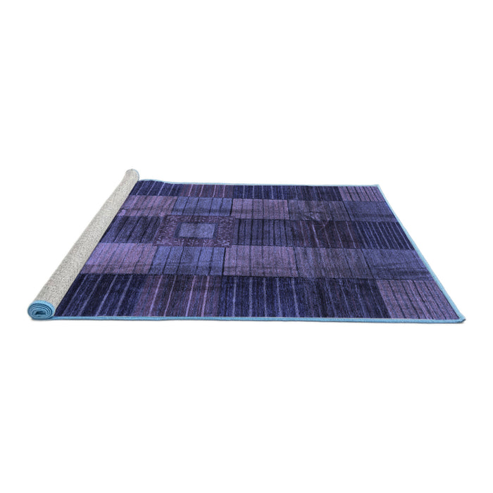 Sideview of Machine Washable Checkered Blue Modern Rug, wshabs3368blu