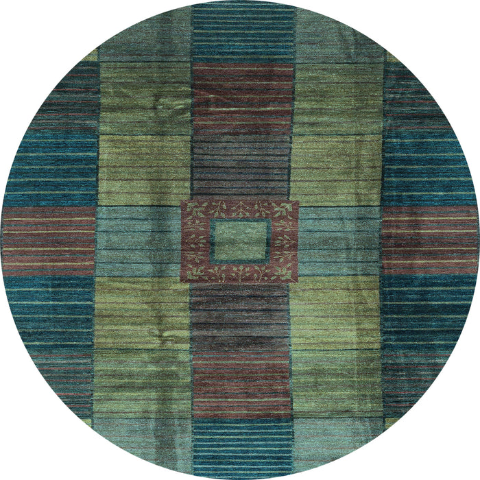 Round Machine Washable Checkered Light Blue Modern Rug, wshabs3368lblu