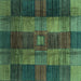 Square Machine Washable Checkered Turquoise Modern Area Rugs, wshabs3368turq