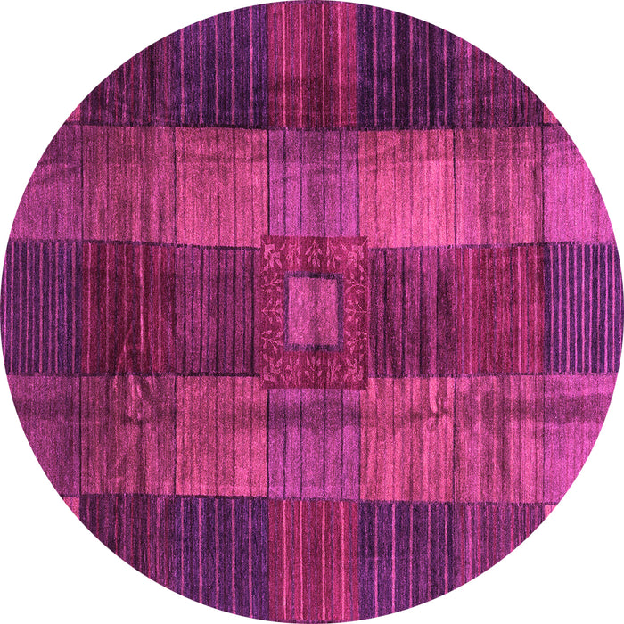 Round Checkered Pink Modern Rug, abs3368pnk