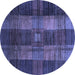 Round Checkered Blue Modern Rug, abs3368blu