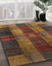 Abstract Red Brown Checkered Rug in Family Room, abs3368