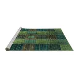 Sideview of Machine Washable Checkered Turquoise Modern Area Rugs, wshabs3368turq
