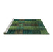 Sideview of Machine Washable Checkered Turquoise Modern Area Rugs, wshabs3368turq