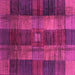 Square Machine Washable Checkered Pink Modern Rug, wshabs3368pnk