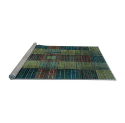 Sideview of Machine Washable Checkered Light Blue Modern Rug, wshabs3368lblu