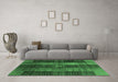 Machine Washable Checkered Emerald Green Modern Area Rugs in a Living Room,, wshabs3368emgrn