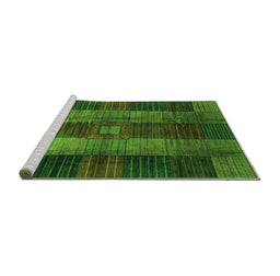 Sideview of Machine Washable Checkered Green Modern Area Rugs, wshabs3368grn