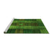 Sideview of Machine Washable Checkered Green Modern Area Rugs, wshabs3368grn