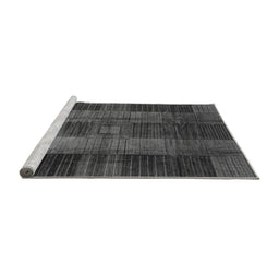 Sideview of Machine Washable Checkered Gray Modern Rug, wshabs3368gry