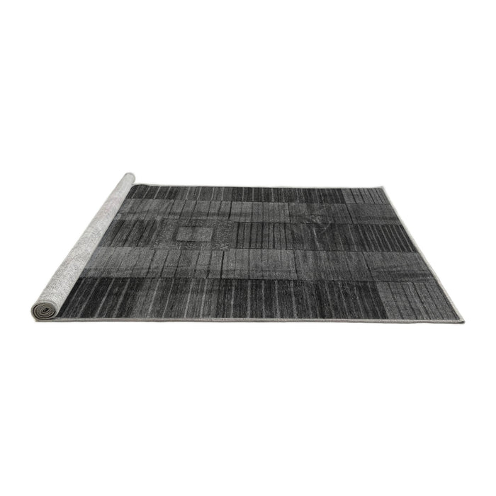 Sideview of Machine Washable Checkered Gray Modern Rug, wshabs3368gry