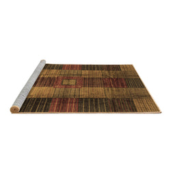 Sideview of Machine Washable Checkered Brown Modern Rug, wshabs3368brn